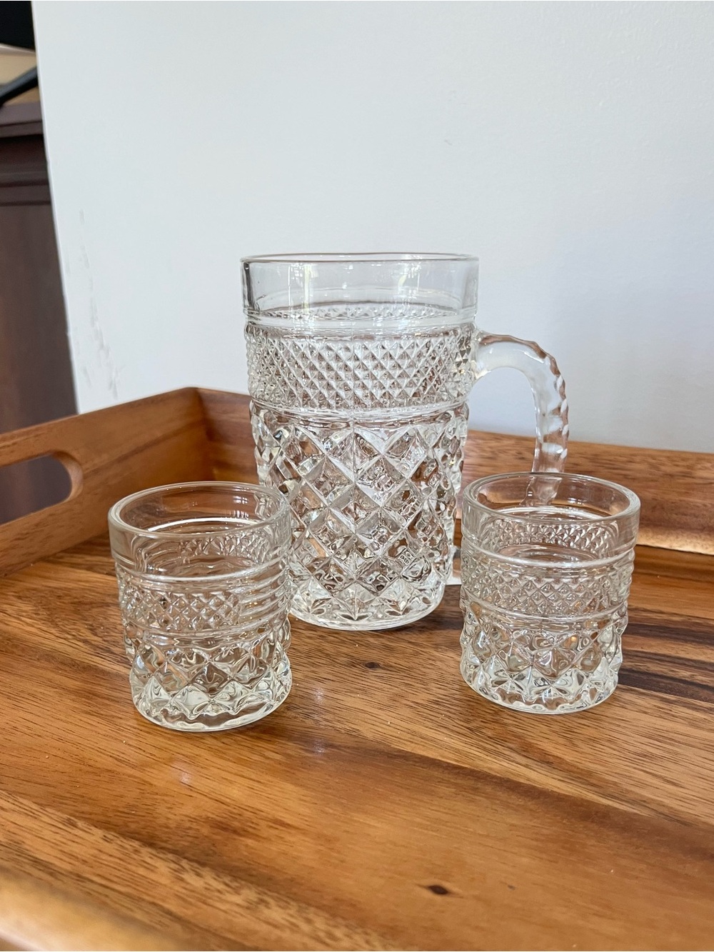 Vintage Anchor Hocking Beer Mug and 2 Shot Glass Set